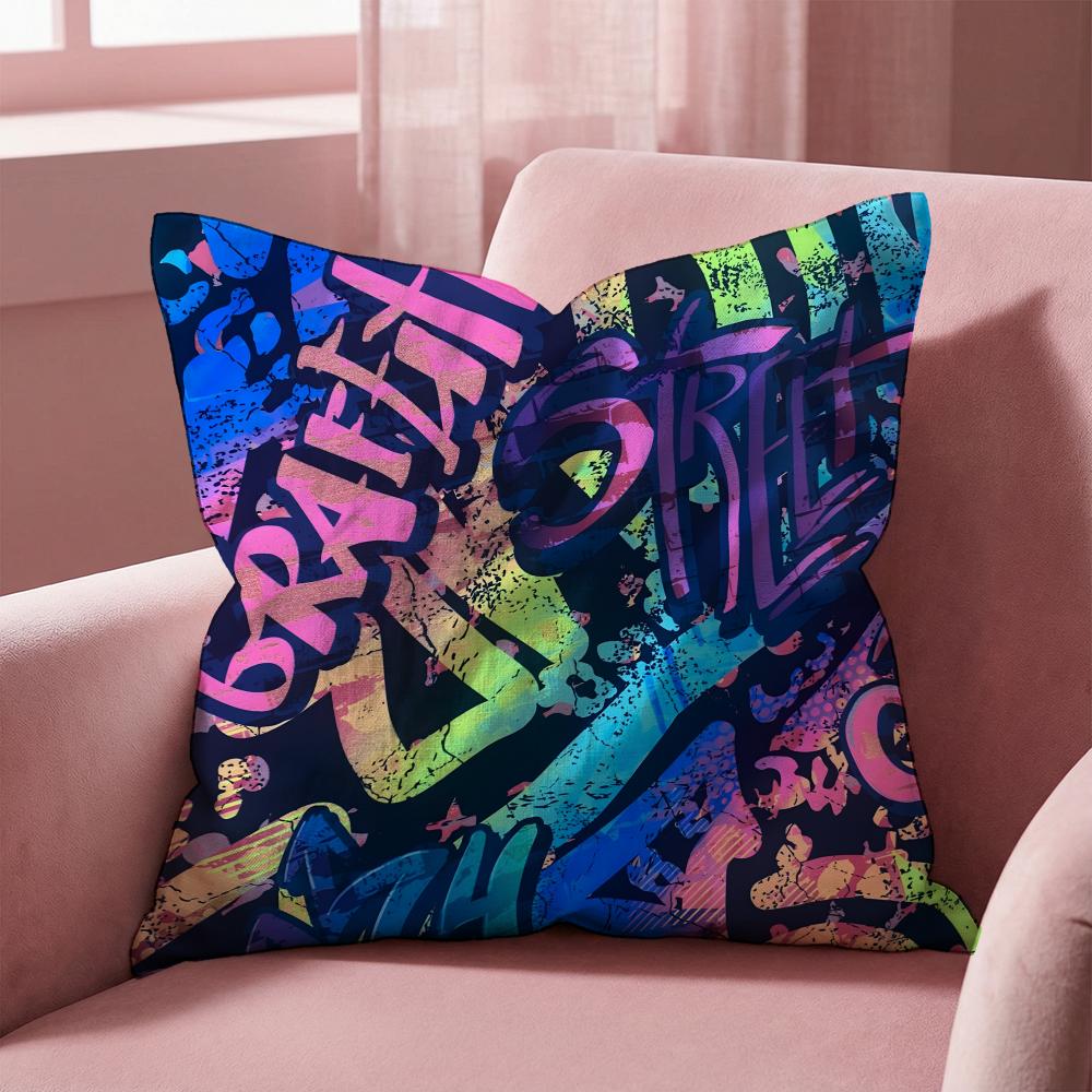 Street Graffiti Texture Cushion Cover MultiScene Pillow Cover for Home  Car  Reversible Soft  Durable for Daily Use