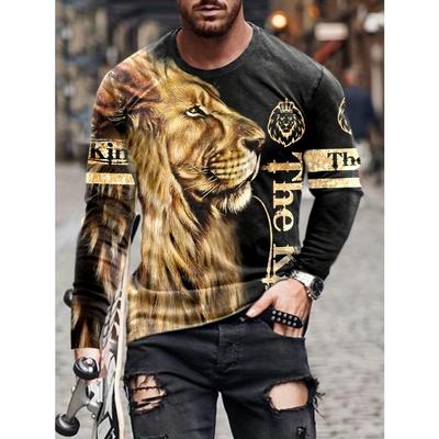 Men Simple T Shirts Sport Wear Autumn Round Neck Long Sleeve Top Men's Spring Plus Size 3d Print T Shirt