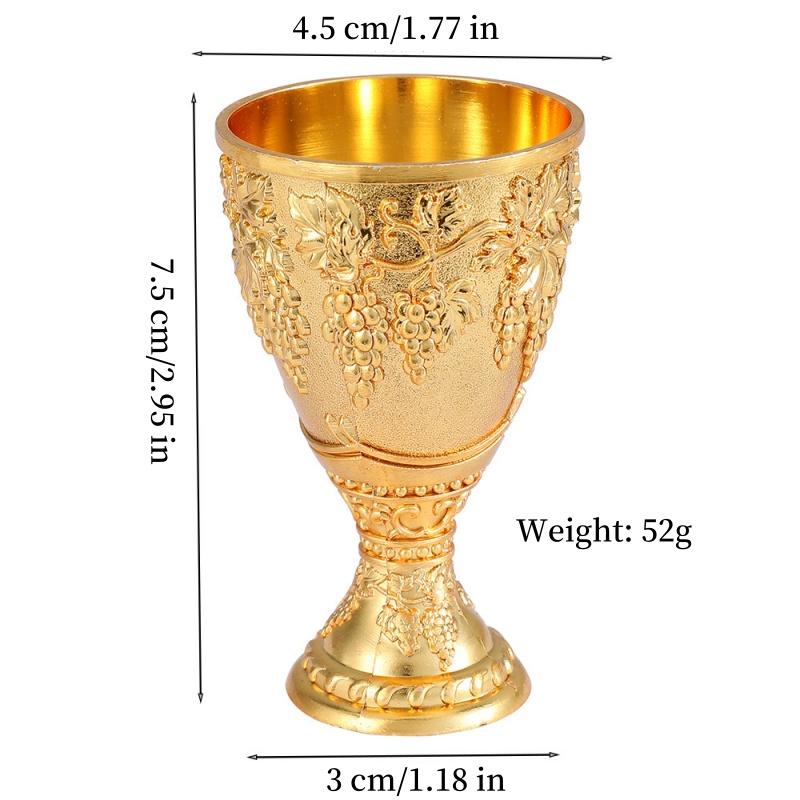 European Wine Glass, Alloy Vintage Portable White Cup, Carved Mini Spirit Vodka Cup, Tabletop Living Room Decoration, 30ml,1pcs