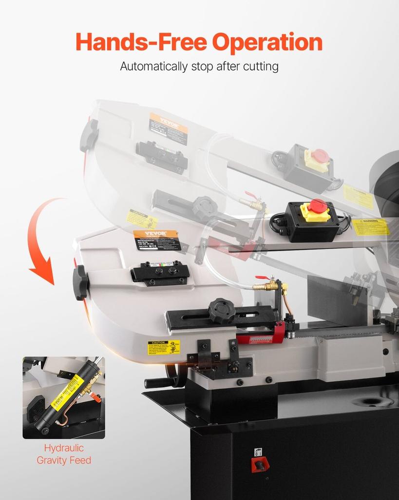 Metal Horizontal Band Saw 1.1 KW, 7 X 12 In Cutting Capacity 4 Speeds Variable Speed Bandsaw 220V Horizontal & Vertical Cutting for Multiple Metal