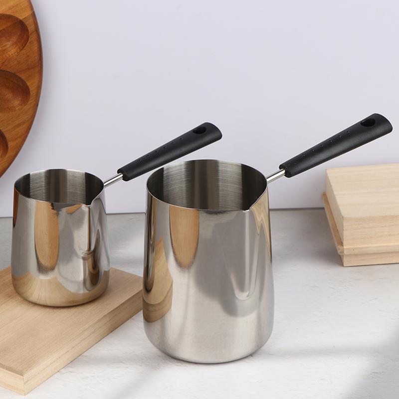 350/600Ml Long Handle Stainless Steel Coffee Pot With Pouring Spout Milk Butter Warmer Pot Stovetop Chocolate Melting Pan