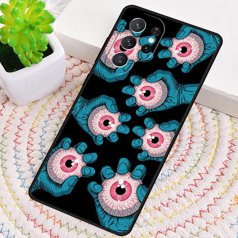 Samsung Galaxy note 10 pro S26 S25 S24 S23 S22 S21 Plus S25Ultra İçin Cadılar Bayramı Korkunç Göz Küresi Silikon Telefon Kılıfı Kılıf Kapak