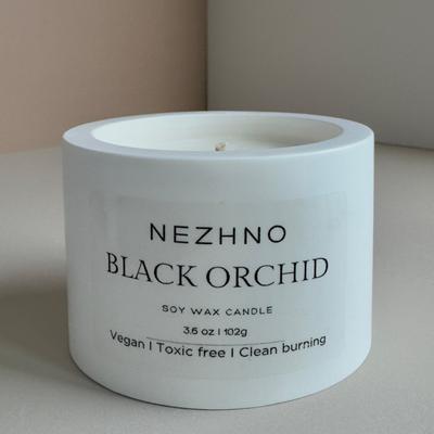 NEZHNO Sojakerze, Aromakerze im Keramikglas für den Innenbereich, schwarze Orchidee, 120 ml