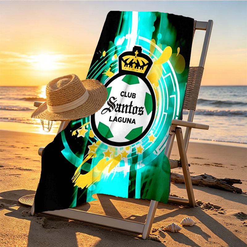 Club Santos Laguna Print Beach Towel Design, Soft, Lightweight. for Home Bathroom, Spa, Pool, Yoga, Surfing, Camping, Gift for Family, Friend