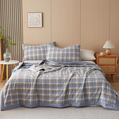 Simple Geometric Plaid Summer Quilt Japanese Style Soft Skin-friendly Air Conditioning Thin Quilt Bedroom Travel Throw Blanket