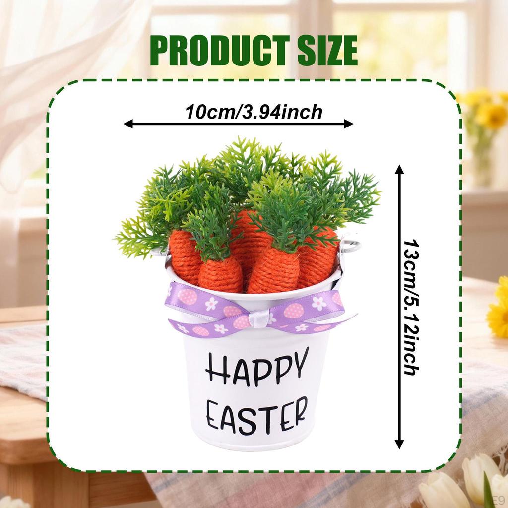 Easter Carrot Bucket Basket Handheld with Handle Collecting Decor for Garden Party
