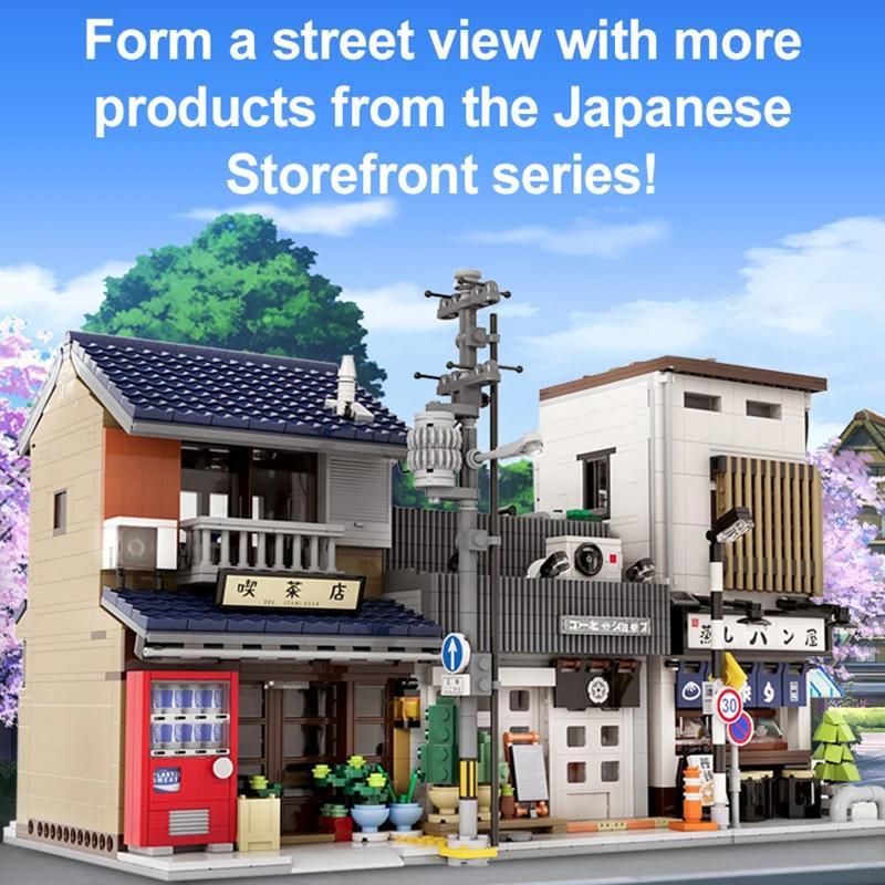 Non-Toxic 1200Pcs Japanesetea House Building Blocks City Street View Model Bricks Set With Light Idea Desktop Decoration Children Diy Toys