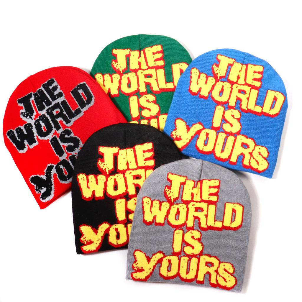 No Brand Knitted Hat With Letter Pattern For Streetwear And Winter Warmth