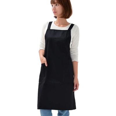 Fabrizm Japanese Kitchen Knee Back 1493zbk Apron, Length, Cross, T/C Twill, Black,