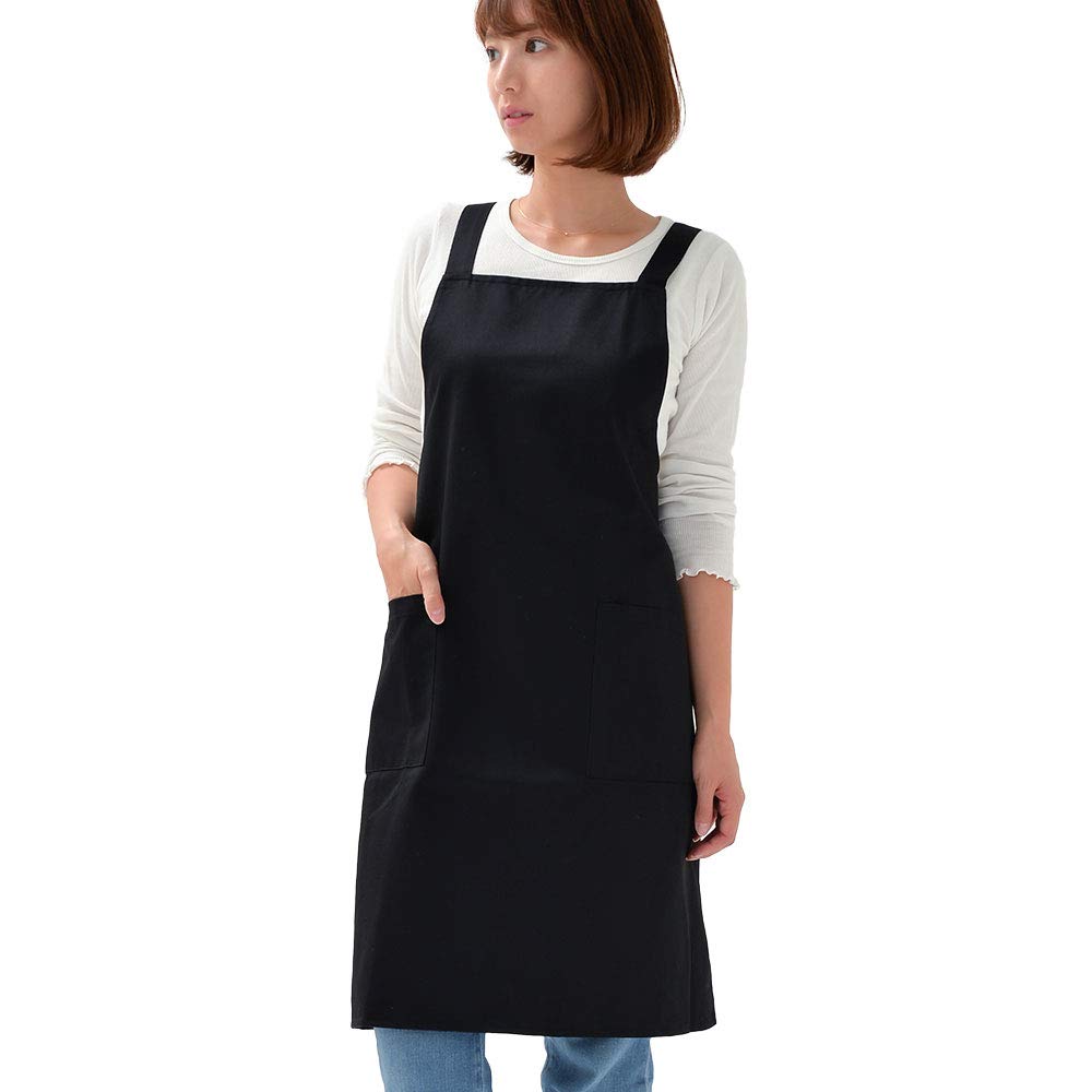 

fabrizm Японский Кухонный Наколенник Спина 1493zbk Фартук, Длина, Крест-накрест, Саржа Т/С, Черный, чёрный