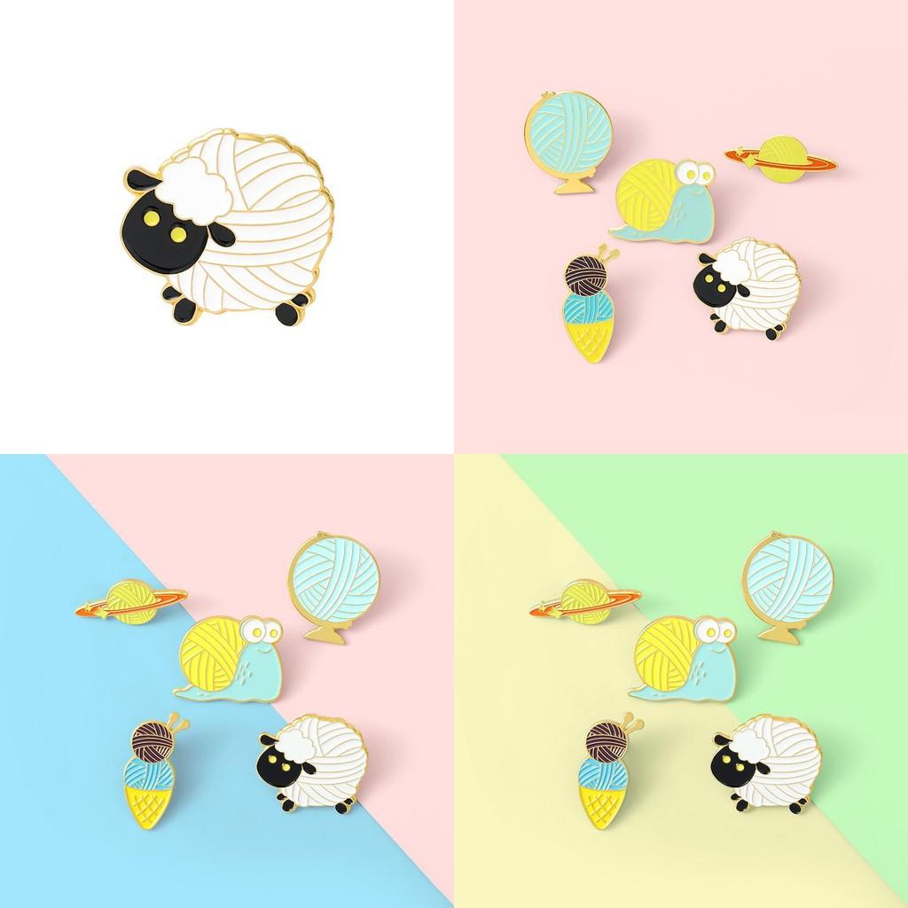 Enamel Brooch Vibrant Set Charming Cartoon Sheep And Snail Brooches For Lovers Fashion