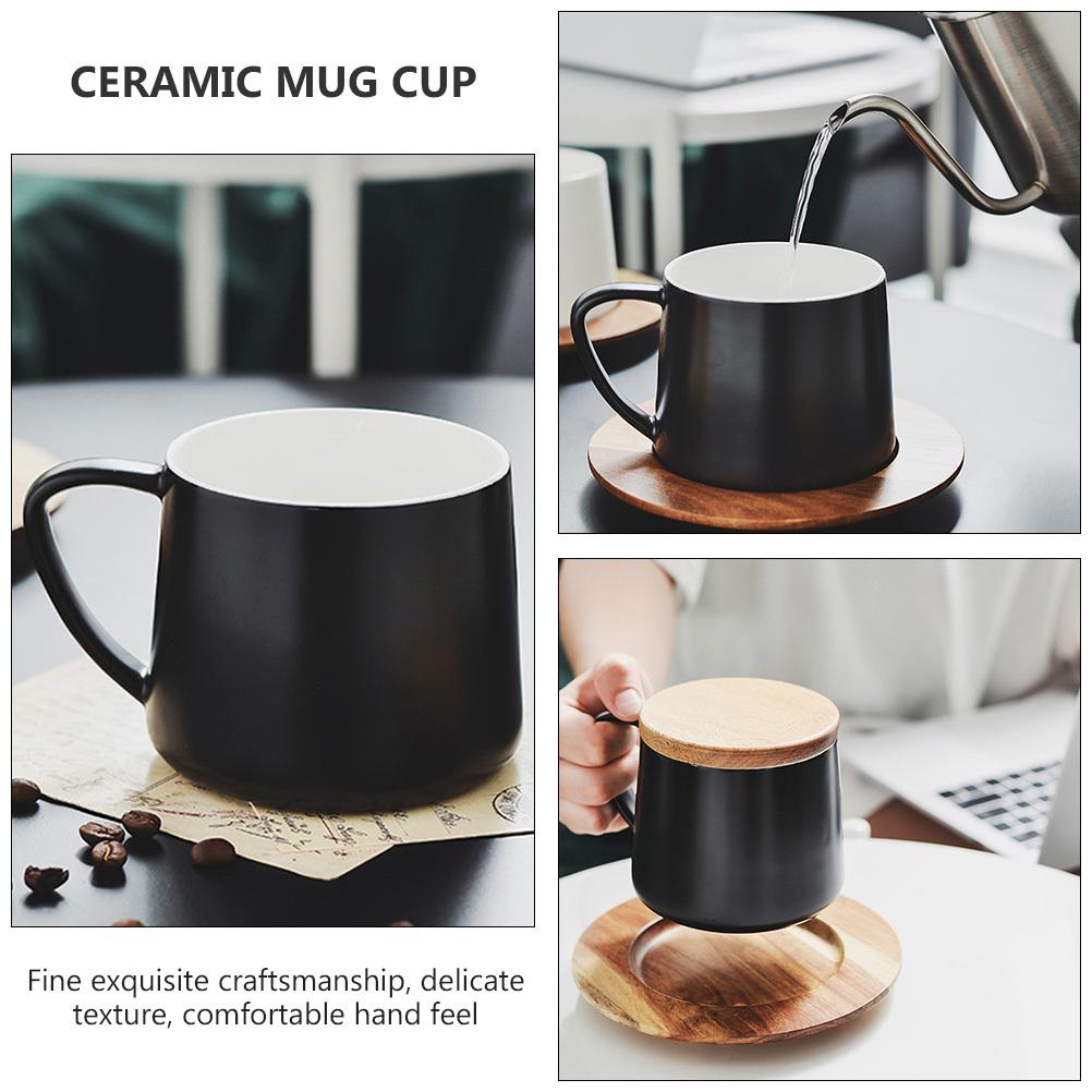 1Set Lid Coffee Mug Ceramic Simple Practical Creative Cup for Daily Use Breakfast Tea Drink Cup Ceramic Mug