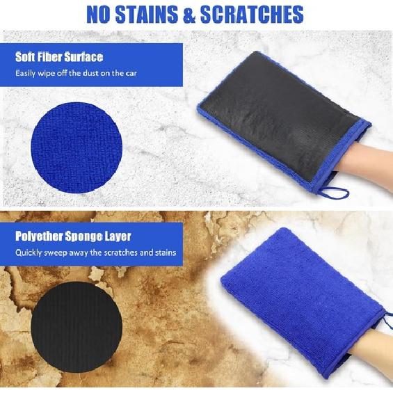 2Pack Clay Mitt, Microfiber Clay Bar for Car Detailing, Medium Grade Clay Blue