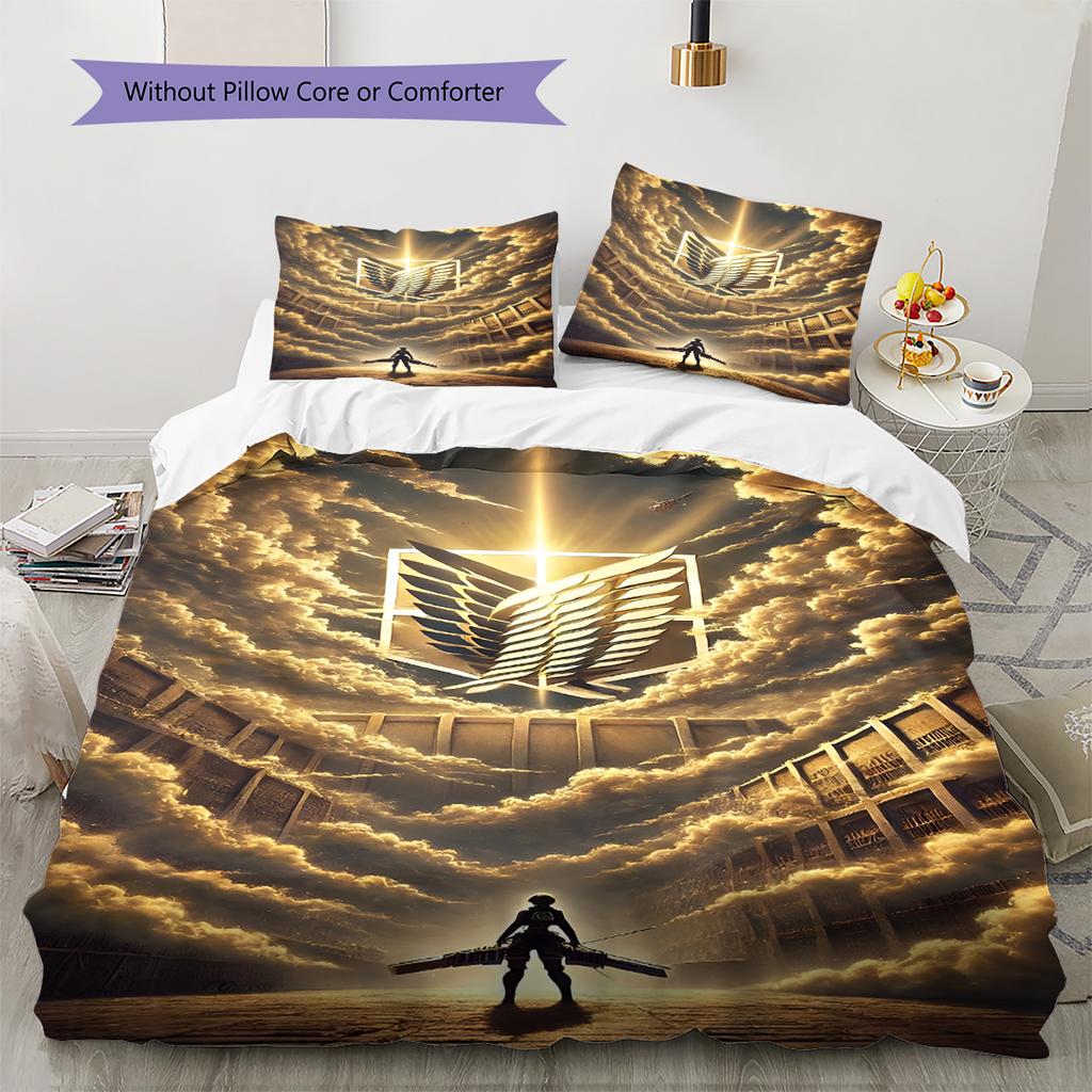Set Copripiumino Trapuntato con Motivo Anime Federe Decorazione Casa Regalo di Compleanno (1 * copripiumino + 2 * federa, senza nucleo)