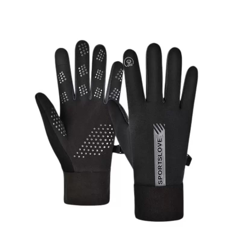 Polar Fleece Gloves, Non-Slip, Thickened, Fleece-Lined, Warm, for Cycling, Winter Driving, Cold-Proof, Windproof, Waterproof, Touch Screen