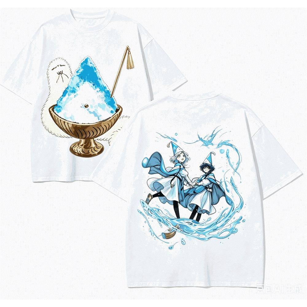 Vintage Washed Witch Hat Atelier Anime Fantasy Manga Seinen Japanese Manga Printed Cotton T-shirt Men Women Tee Summer Casual Fashion Streetwear