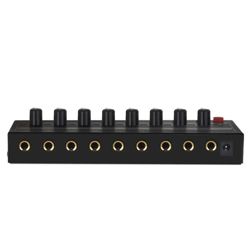 8 Channels Mini Headphone Amplifier Ultra-Compact Stereo Audio Amplifier with Power Adapter Earphone Splitter
