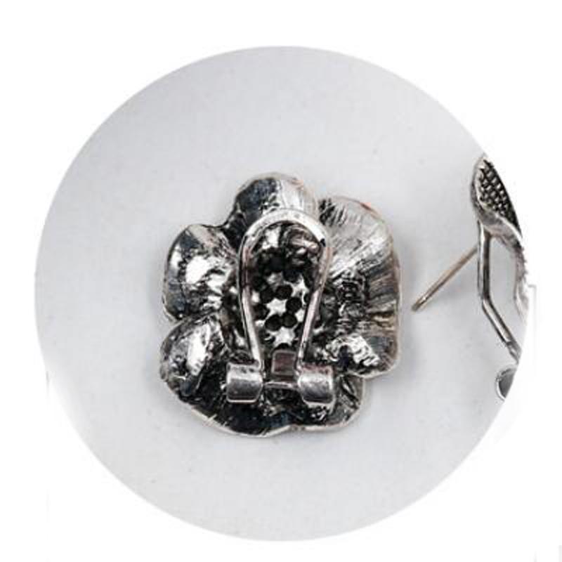 Elegant Women Blue Stone Rose Flower Ear Clip Earring Jewelry Fashion Gifts KTJ