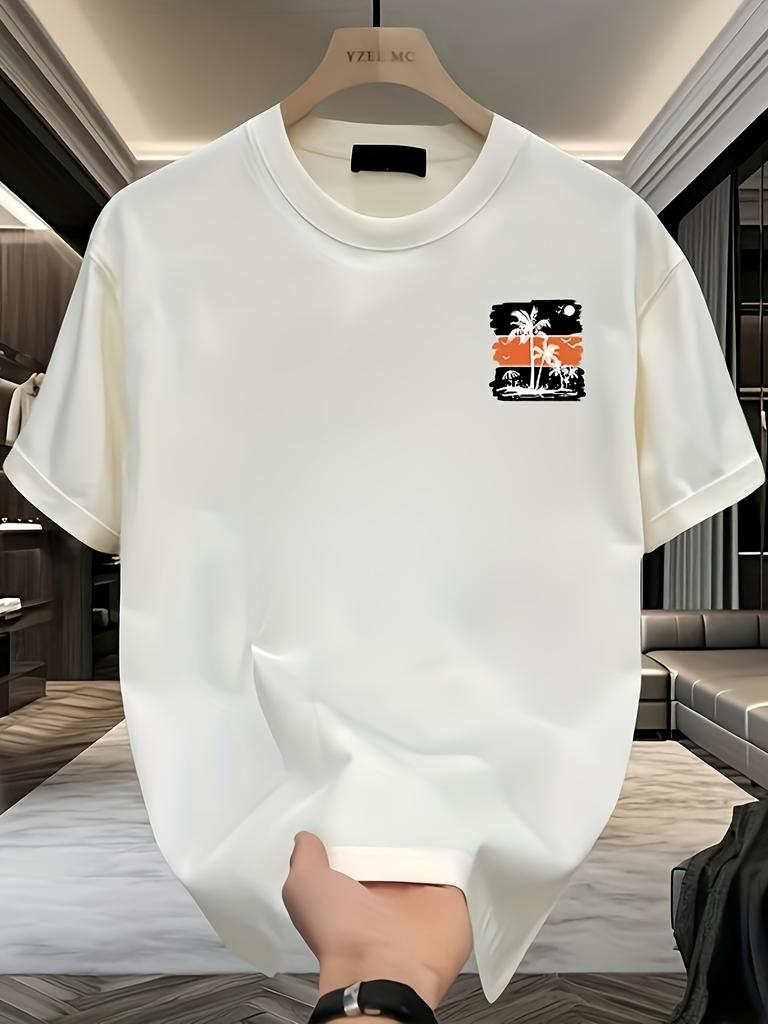 Men's Summer 100 Cotton Fashionable Casual Sports Loose Oversized Creative Letter Printed Round Neck Short Sleeved T-shirt Top