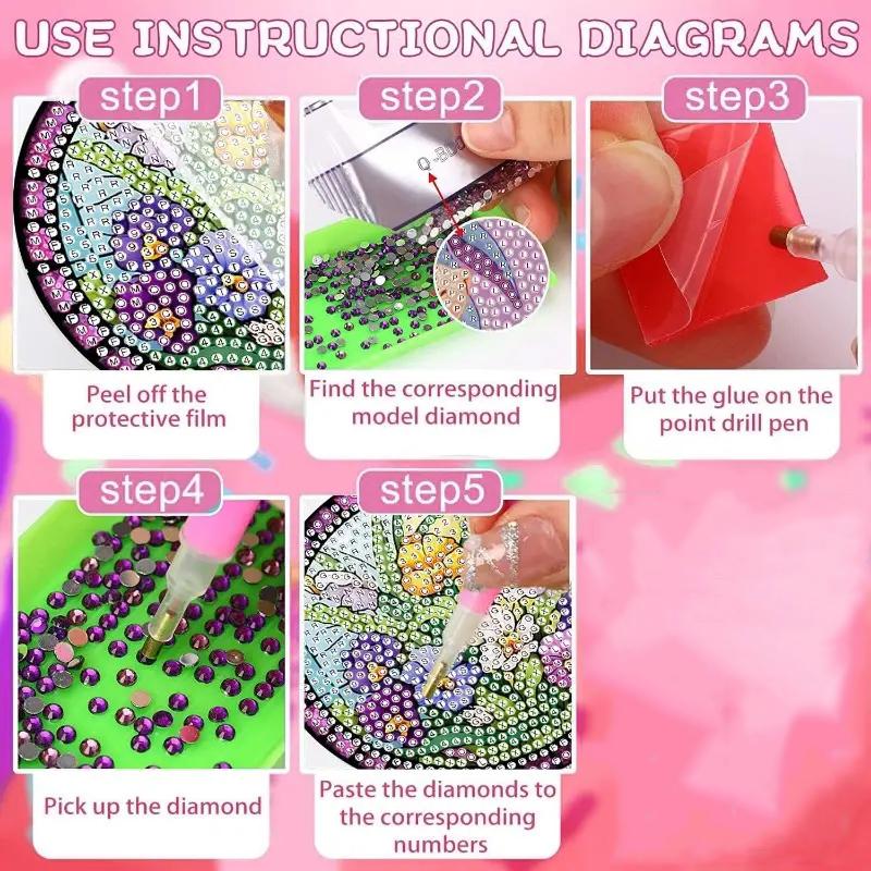 8-teiliges Set mit Blumen- und Pflanzenuntersetzern in Diamantmalerei mit Halter, DIY-Untersetzer für Anfänger und Erwachsene, Kunst- und Bastelbedarf als Geschenk