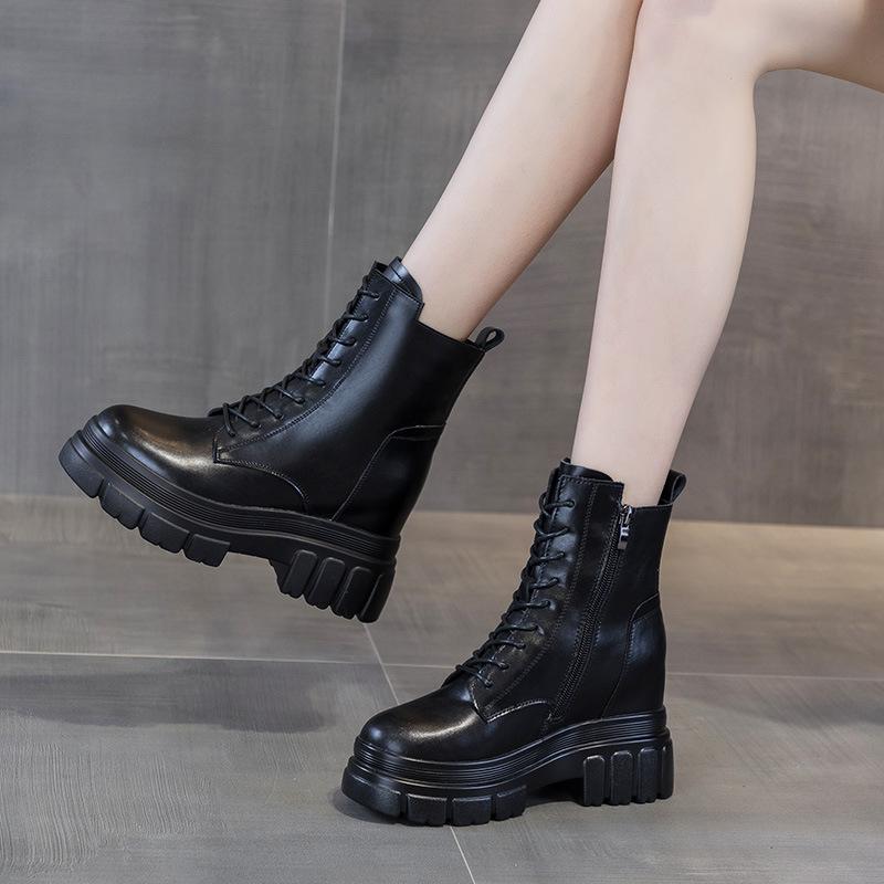 Martin Boots Women's New Velvet Thick-soled Medium Tube Short Boots Small Boots