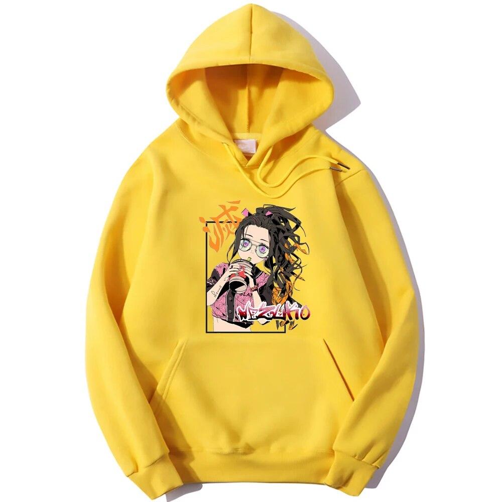 Oversized Hoodies Unisex Women Pullover Kawaii Anime Graphic Casual Hooded Kamado Nezuko Hoodie Unisex Demon Slayer Hoody Tops Unisex Hoodie