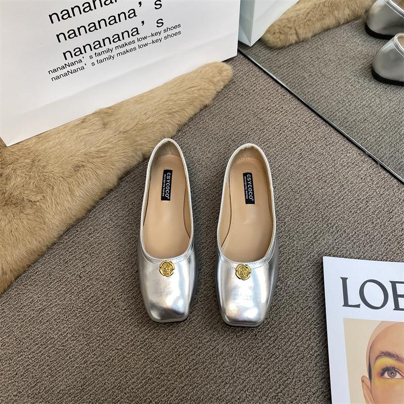 Fashion Flat Shoes for Women 2025 Spring and Autumn Square Toe Plus Size Women's Shoes  Loafers Women Ladies Zapatos De Mujer