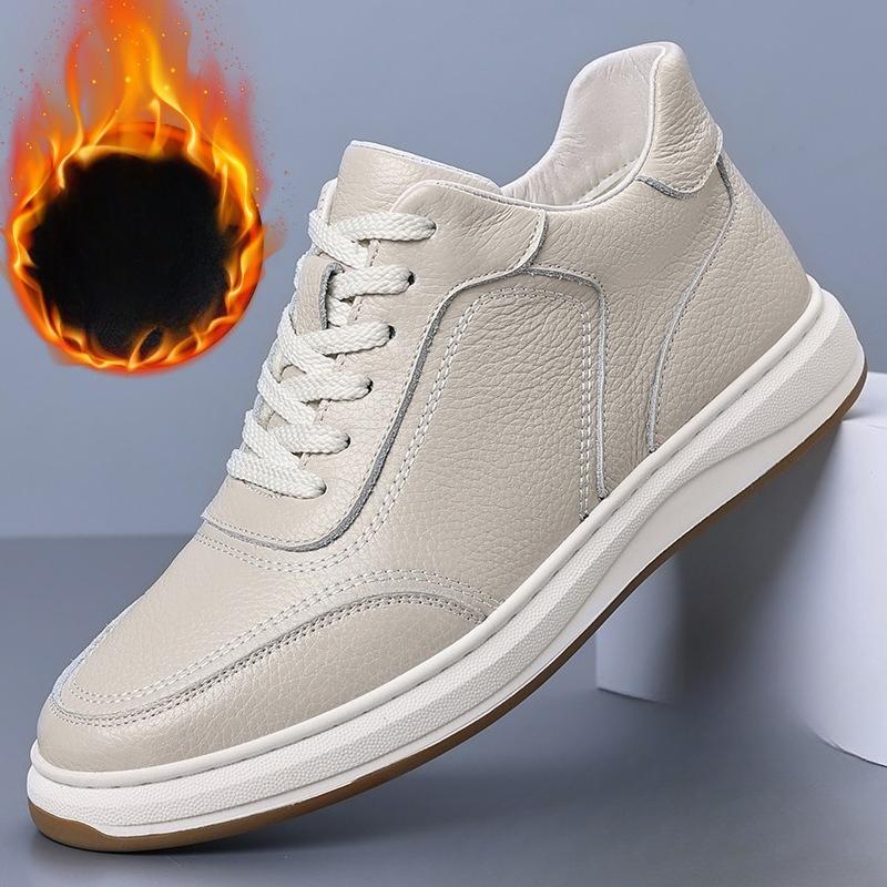 

Модные мужские зимние кроссовки на подкладке из натуральной кожи, теплые, удобные, на шнуровке, повседневная обувь, белые модные ботинки, нескользящая подошва 36