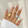 Exaggerated French Metal Texture Glossy Butterfly Ring Women'S Simple Bow Double Finger Ring