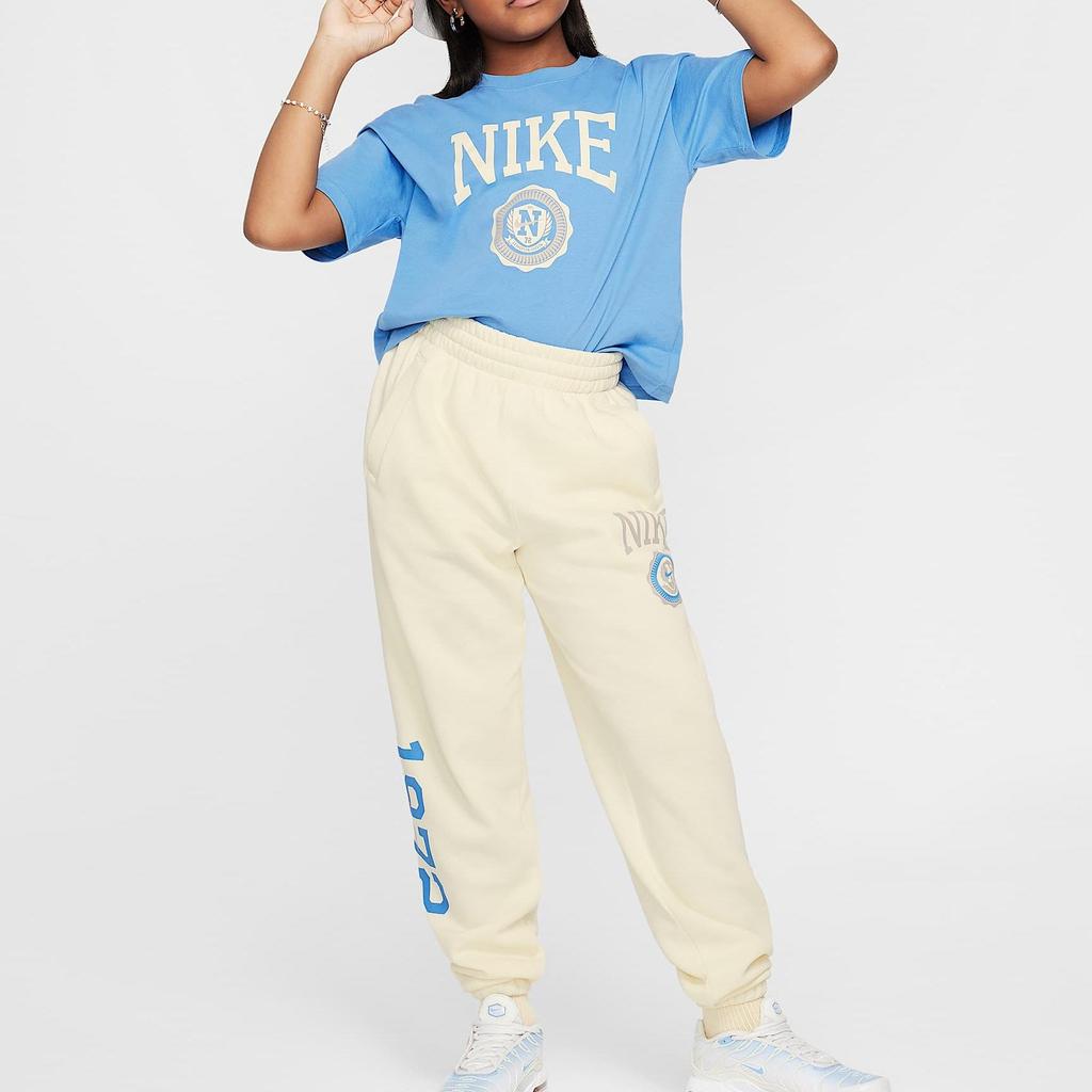 Nike Ungdom Strikk Joggebukser Sportsklær Club Fleece Myk Komfortabel Varm Løs Plysj Barnebukser Kokosmelk Universitetsgrå HJ3374-113