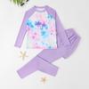 Girls' Teen Long Sleeve Sun-Proof Swimsuit Set with Quick-Dry Korean Style Print