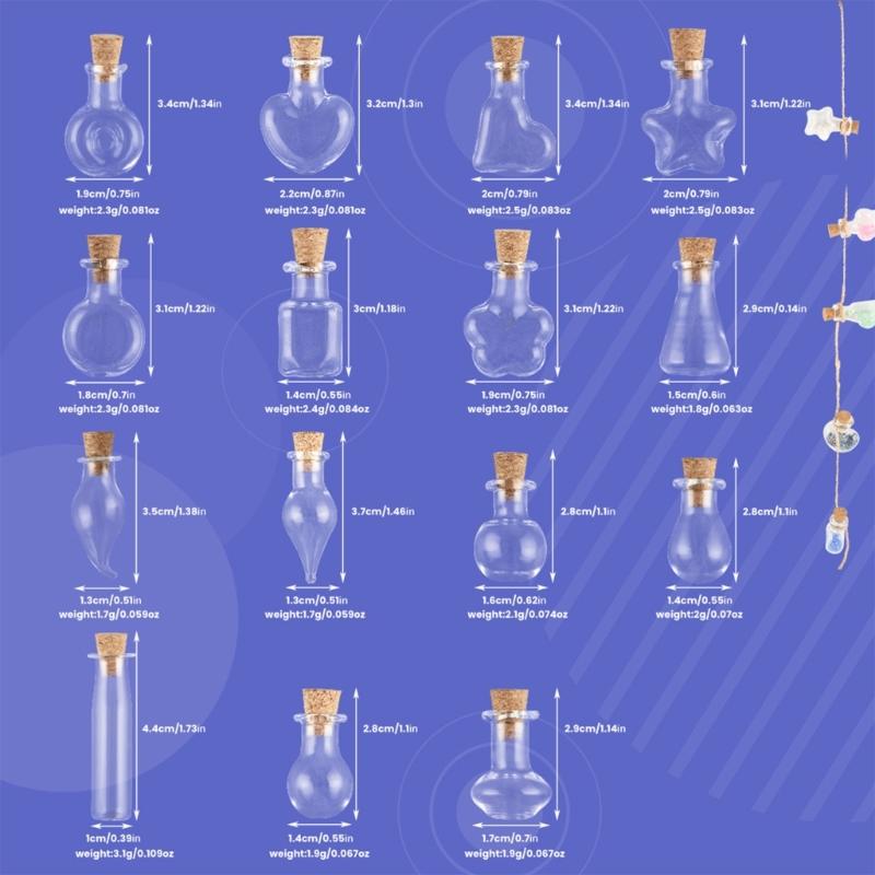 Set aus 30 einzigartigen Glasfläschchen Glas Wunschflaschen Glasfläschchen-Set Segensgeschenkflasche Perfekt zum Basteln und für Schmuck