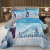 Copriletto Buon Natale, Set Copriletto Pupazzo di Neve Kawaii Queen/Full per Camera da Letto Bambini Ragazzi Ragazze, Set Piumino Tema Natale Cartone Animato