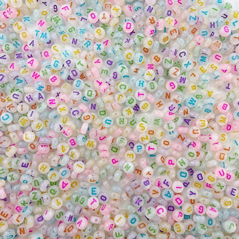 Glowing 4*7MM Colorful English Letter Beads: Acrylic Loose Beads for DIY Jewelry Accessories