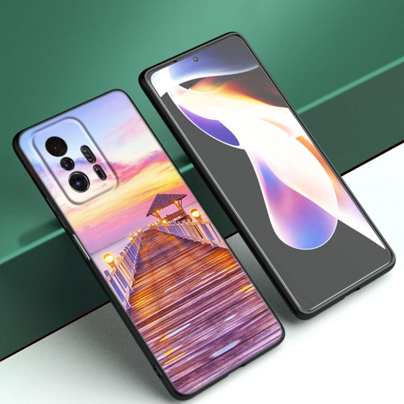 Summer Beach Sunset Sea Phone Case For Xiaomi Mi A2 8 9 SE Note 10 10T 11 12 Lite 9T 11T 12S 12T Pro A3 6X 12X TPU Black Cover