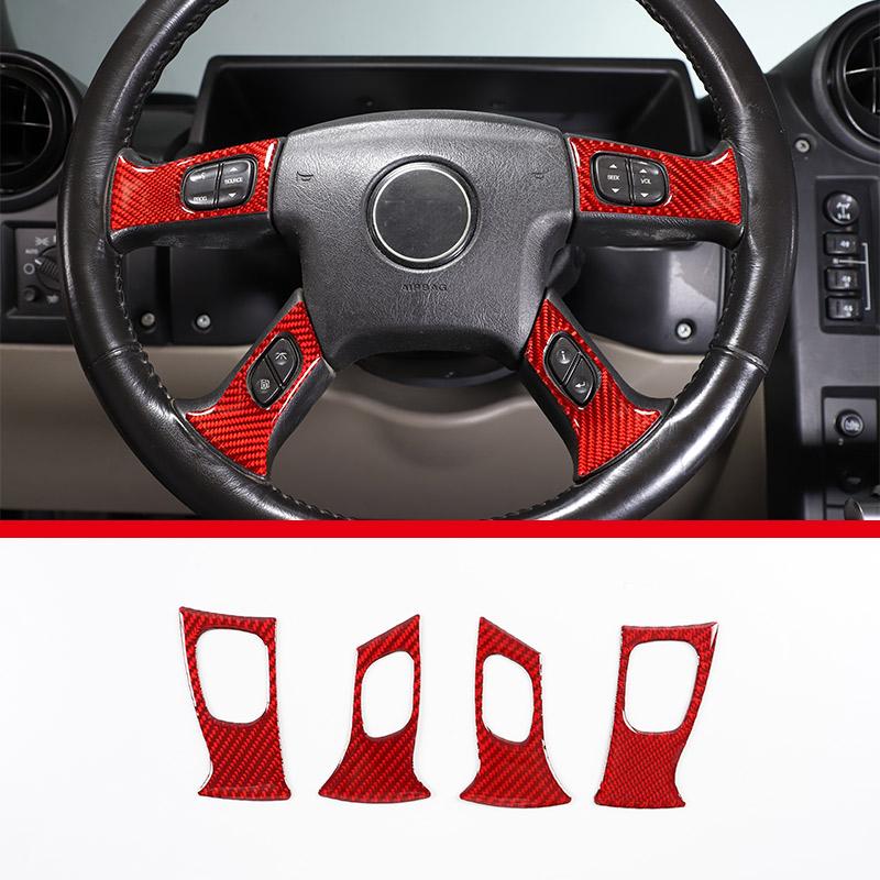 Red Soft Carbon Fiber Door Handle Steering Wheel Gear Shift Trim Cover Stickers Fit For Hummer H2 2003-2007 Interior Accessories