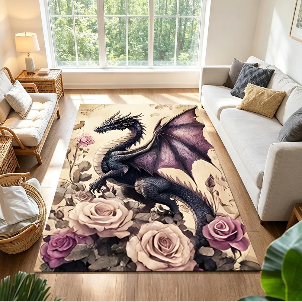 Mystic Dragon In Storm Non-Slip Home Carpet Design for Office Decor Living Room Bedroom Gift