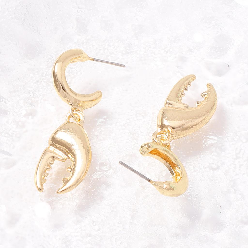 European and American niche fun ocean style metal crab claw earrings simple fashion versatile summer travel women's models