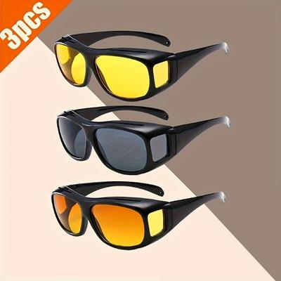 3pcs Neutral Glasses, Optical High-definition Night Driving Surround Anti Glare Glasses, Suitable for Both Men and Women