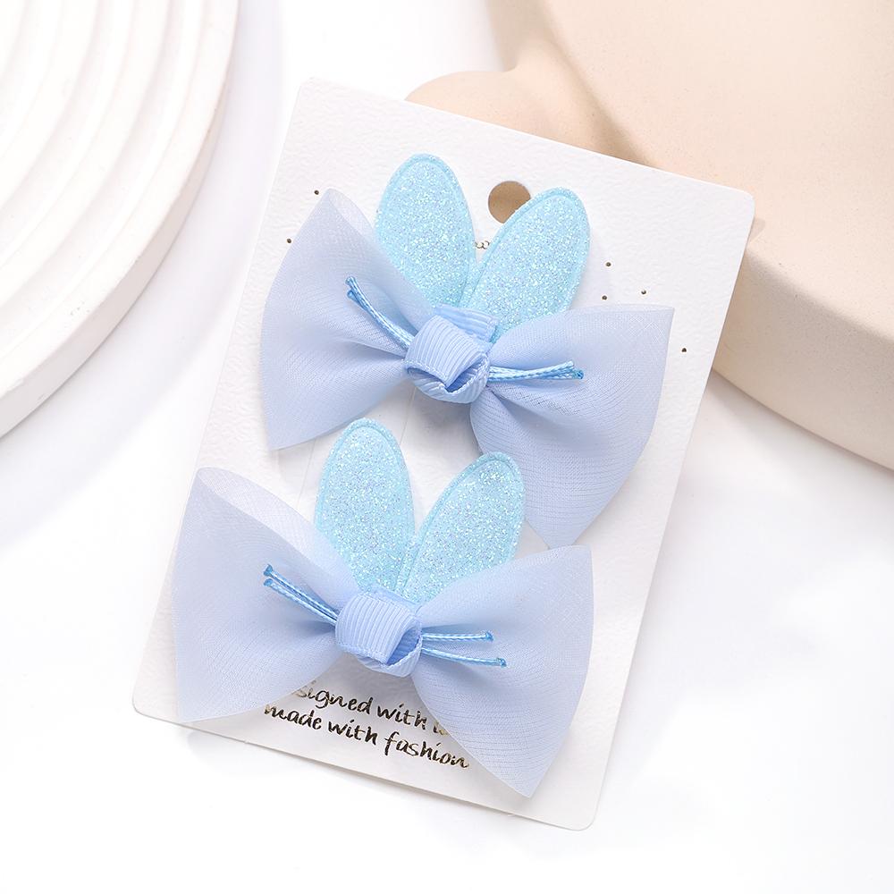 2pcs/set Lovely Bow Hairpins Solid Color Gauze Bows Clip for Kids Sweet Soft Hair Clips Pink Princess Girls Hair Accessories