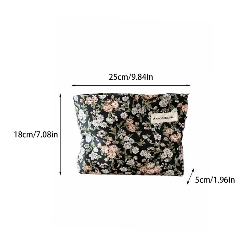 Women's Floral Embroidery Makeup Bag Fashionable and Portable Clutch Purse with Zipper Phone Organizer Pouch for Cosmetics