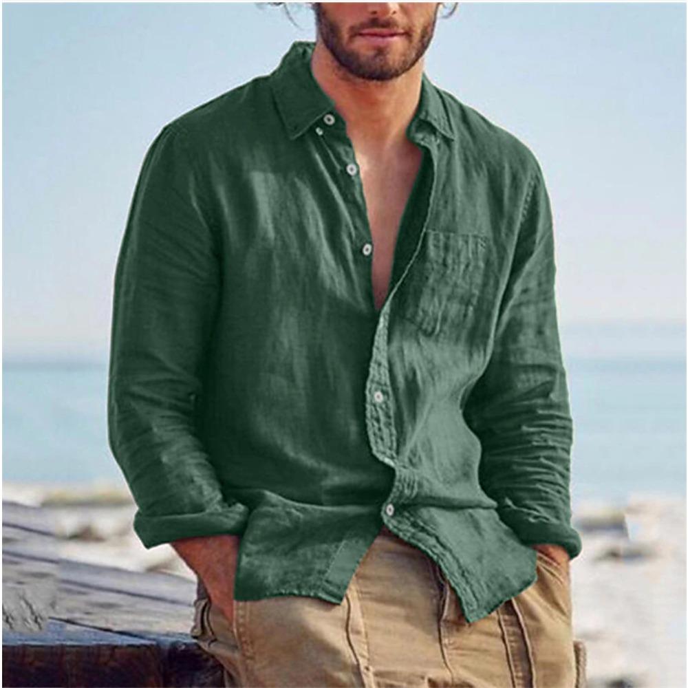 Camicie Casual da Uomo a Maniche Lunghe per Tutte le Stagioni, Abbigliamento Business Quotidiano a Colori Uniformi
