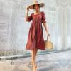 Summer Retro Women's Clothing Ruffle Edge Polka Dot One-word Collar Dress