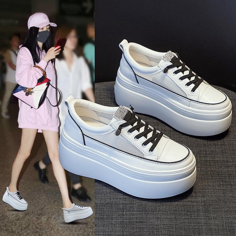 Casual Shoes Women's Spring and Summer 2025 New Mesh Breathable Platform Shoes Heightening Versatile White Shoes Women's Korean Version Lightweight