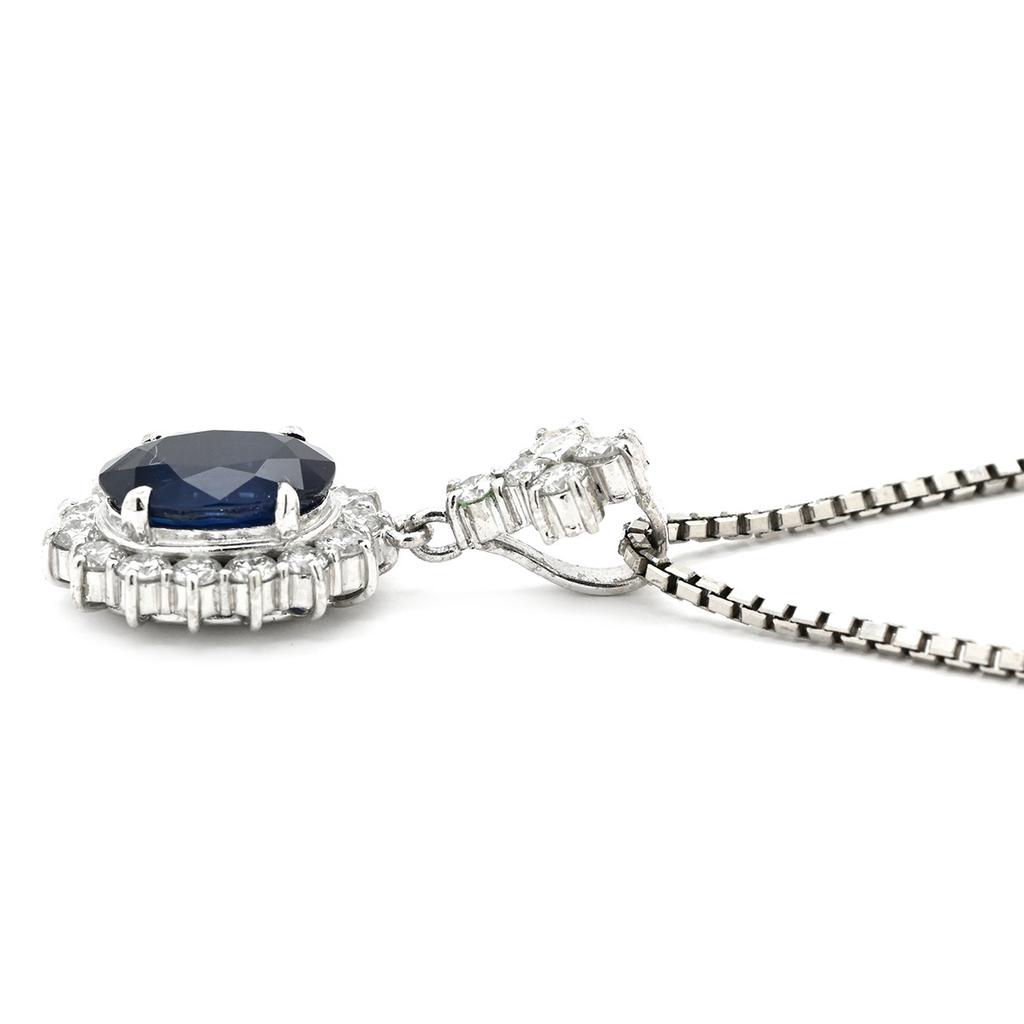 NON BRAND - Blue sapphire 2.26ct, diamond 0.65ctNecklace Pt900/sapphire Array