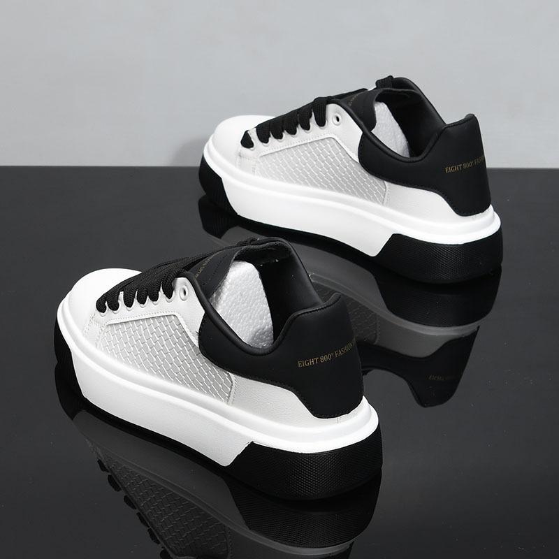 

Spring McQueen platform leather black tail casual board shoes muffin heightening sports dad shoes 2 38