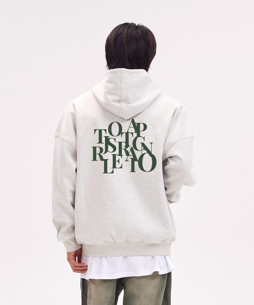 Astral Projection Big Logo Oversized Wide Shoulder Zip-Up Hoodie_Oatmeal