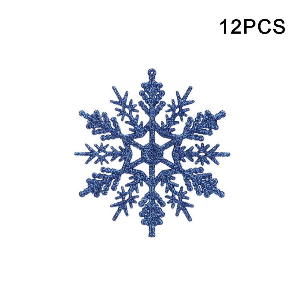 12pcs Snowflake Ornaments Plastic Glitter Snowflakes Ornaments For Winter Christmas Tree Hanging Decorations