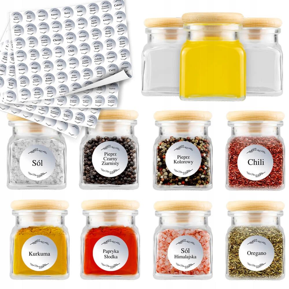 20X Jar for Spices Herbs Tea Honey 120ML + 252 Stickers LABELS