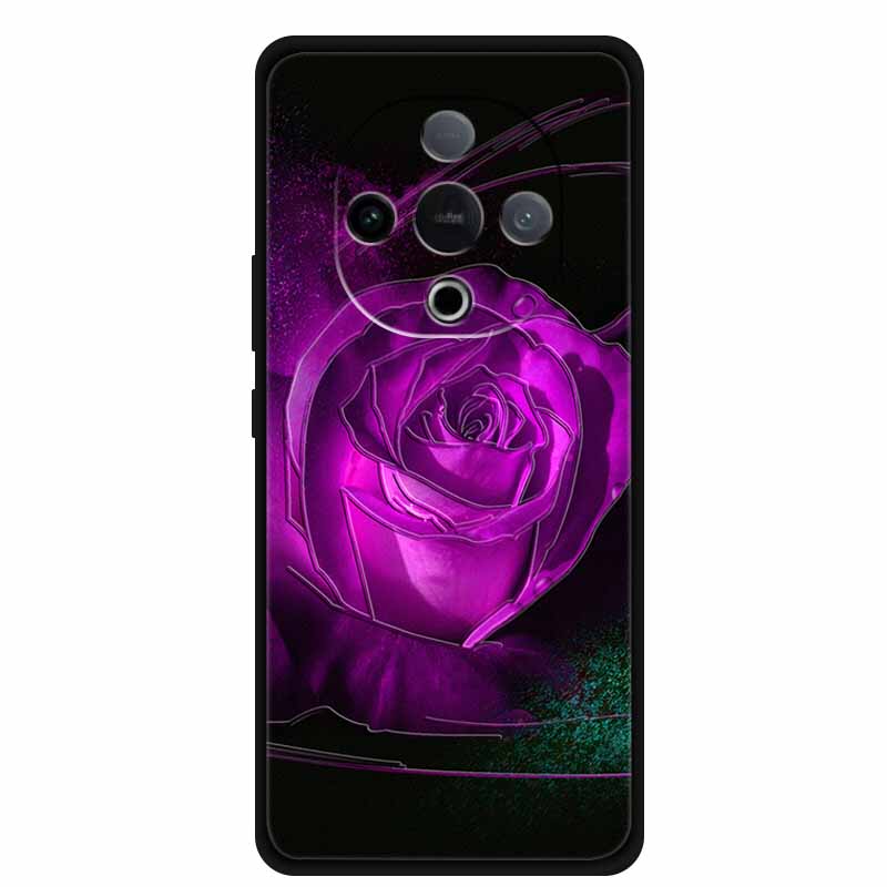 For Vivo Y300 5G Case 3D Emboss Flower Black Silicone Soft Back Cover Case For Vivo Y300C 2025 Phone Case 6.77" Coque Shell Para